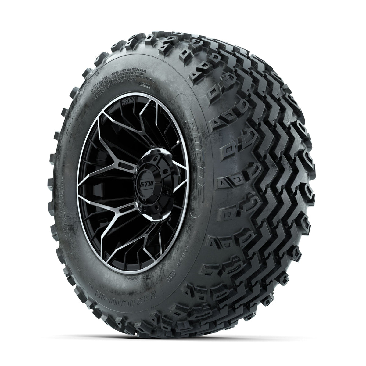 GTW Stellar Machined/Black 12 in Wheels with 23x10.00-12 Rogue All Terrain Tires Full Set
