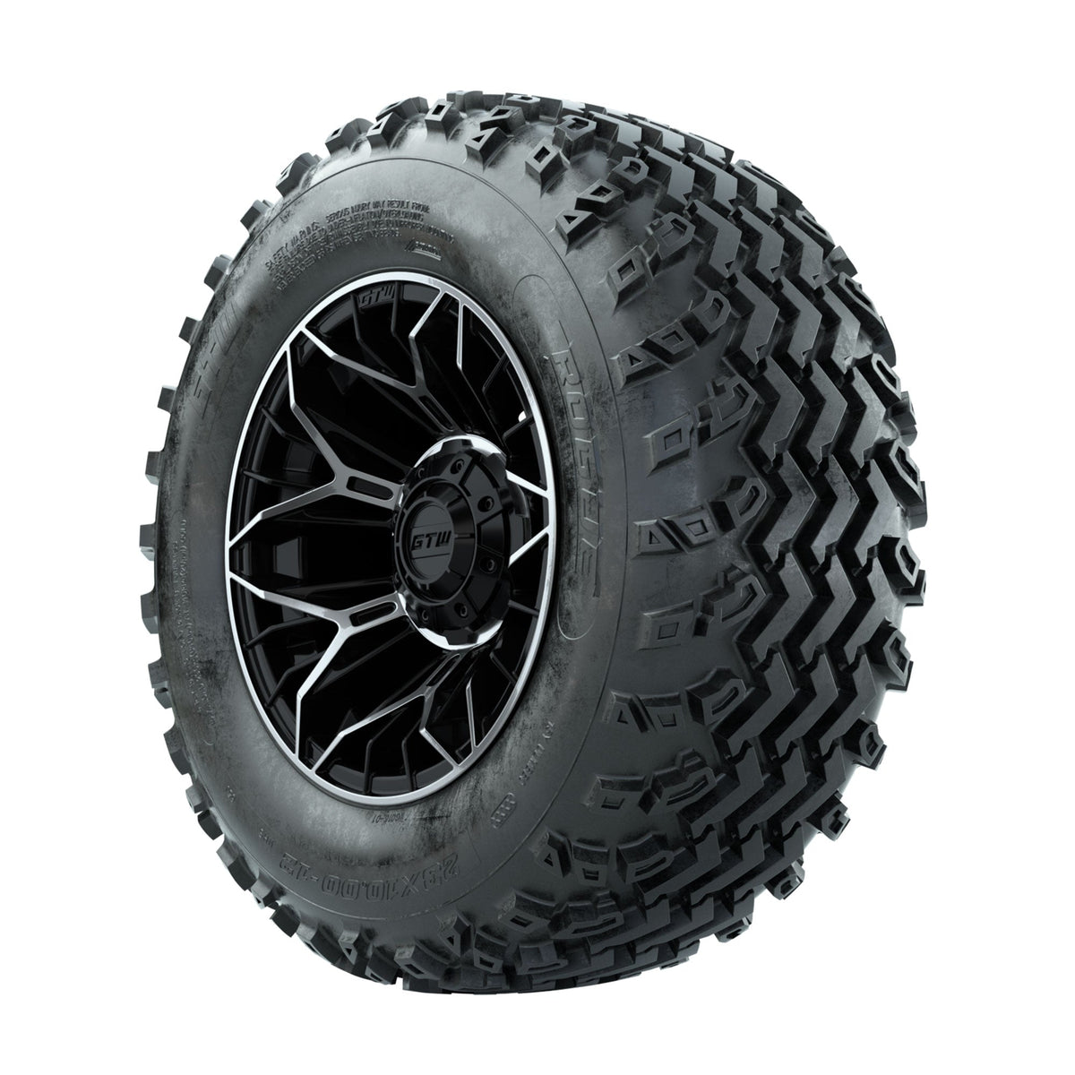 GTW Stellar Machined/Black 12 in Wheels with 23x10.00-12 Rogue All Terrain Tires Full Set