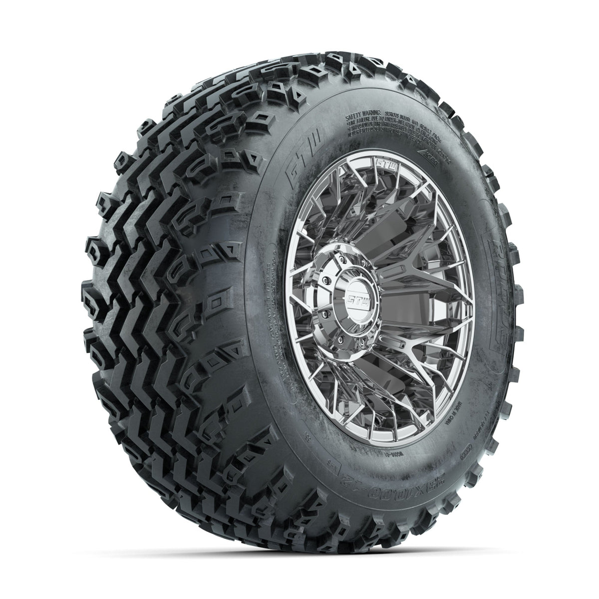 GTW Stellar Chrome 12 in Wheels with 23x10.00-12 Rogue All Terrain Tires Full Set