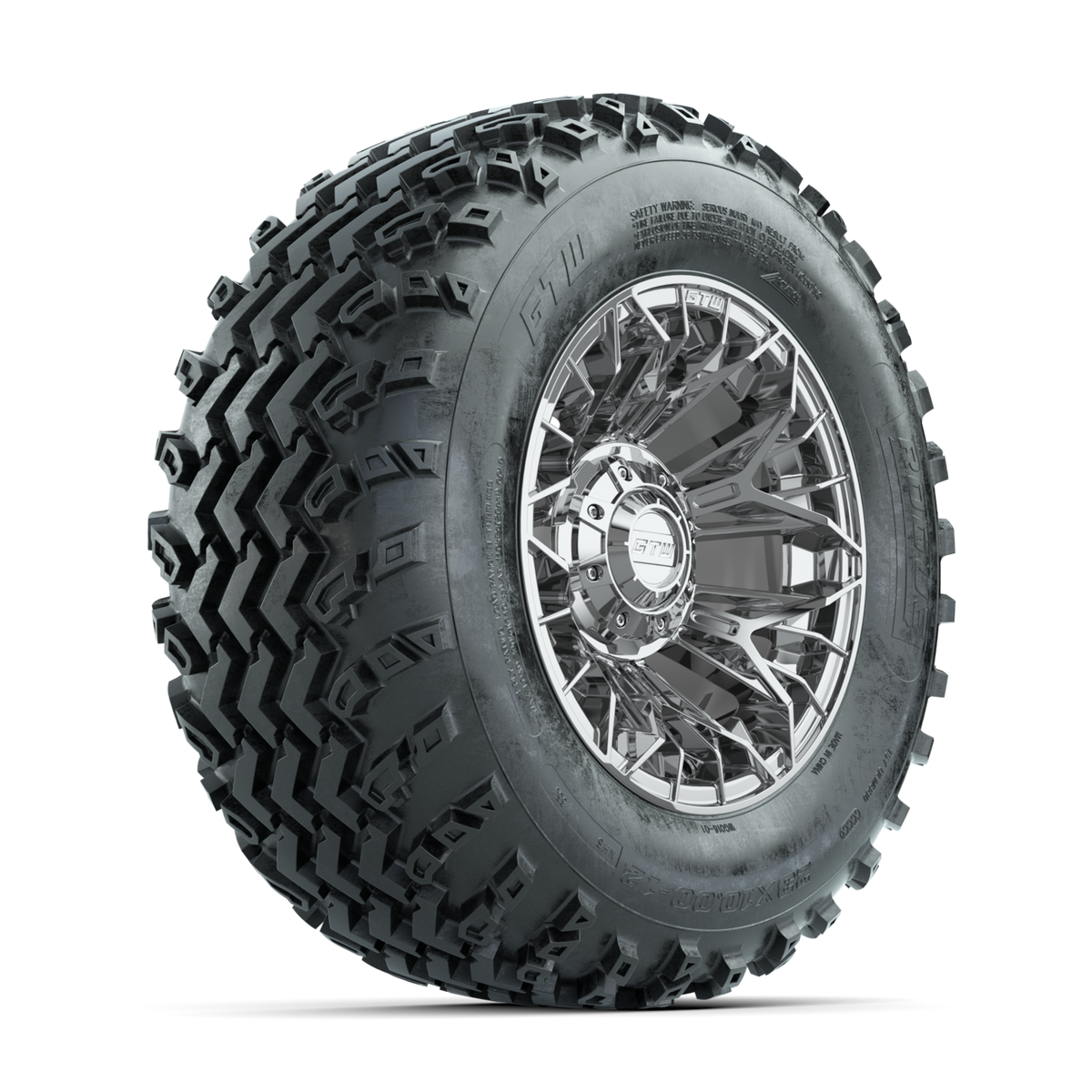 GTW Stellar Chrome 12 in Wheels with 23x10.00-12 Rogue All Terrain Tires Full Set
