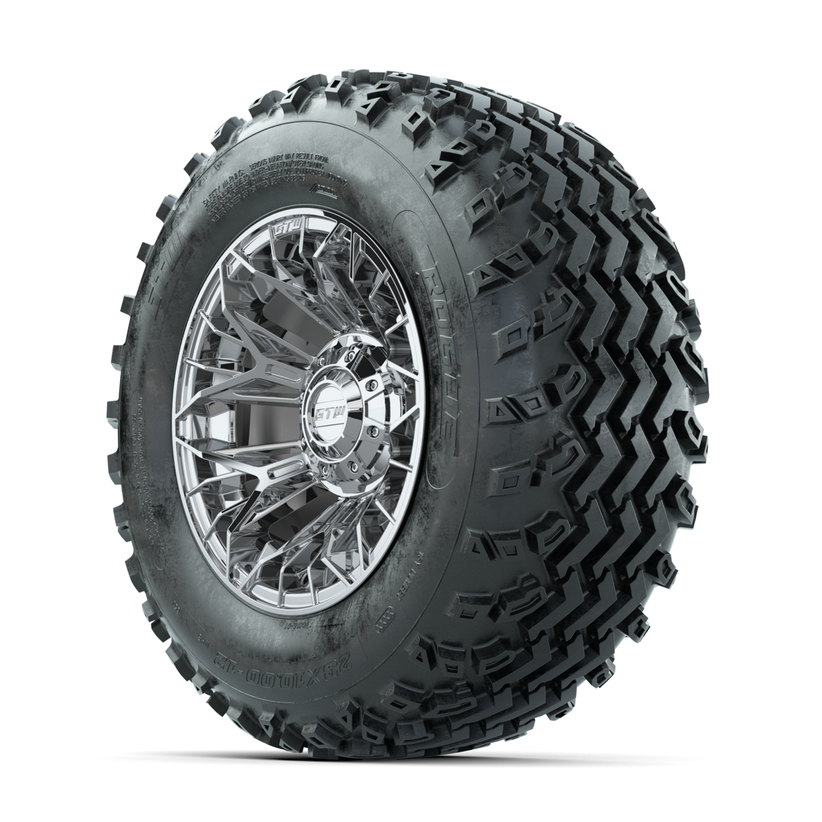 GTW Stellar Chrome 12 in Wheels with 23x10.00-12 Rogue All Terrain Tires Full Set