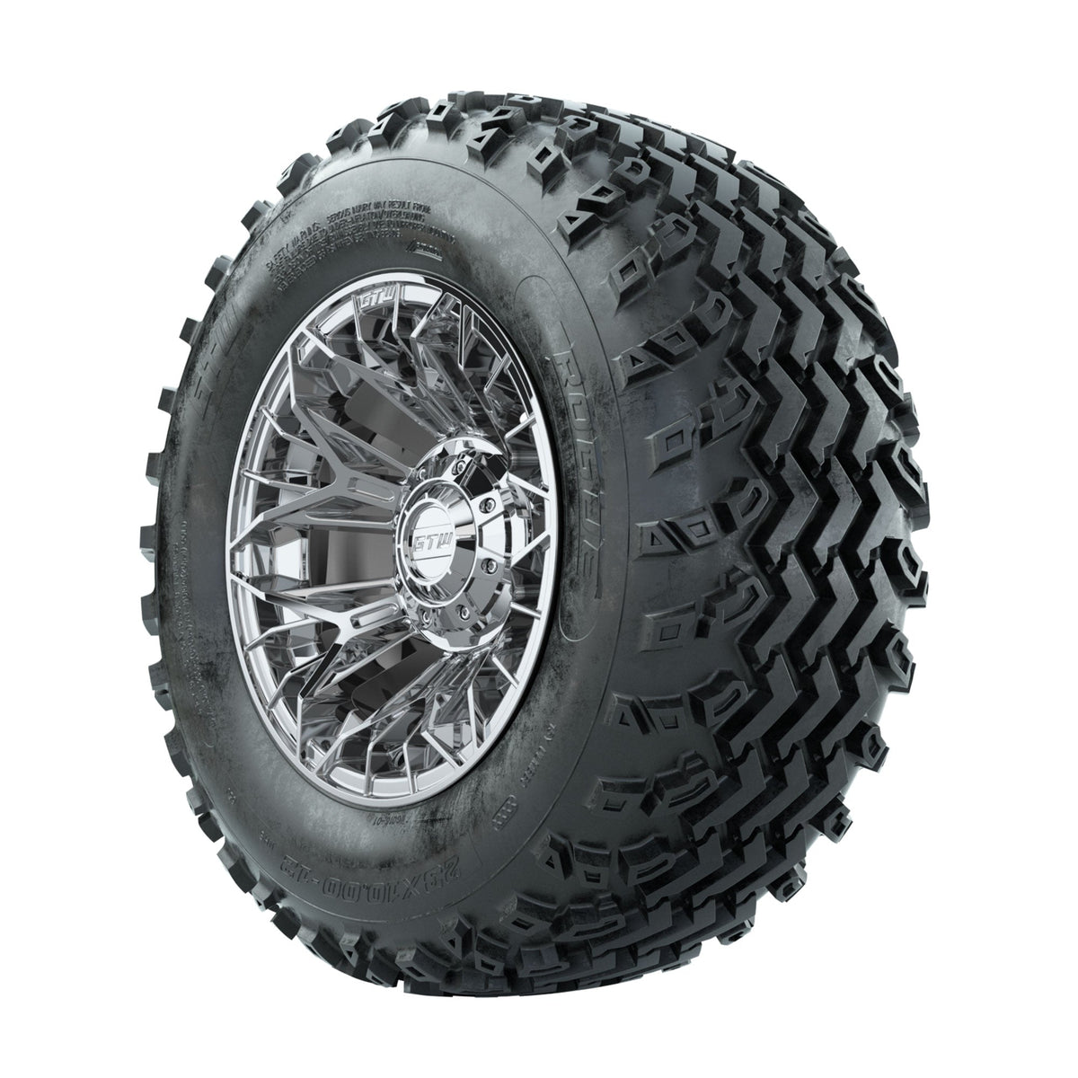 GTW Stellar Chrome 12 in Wheels with 23x10.00-12 Rogue All Terrain Tires Full Set