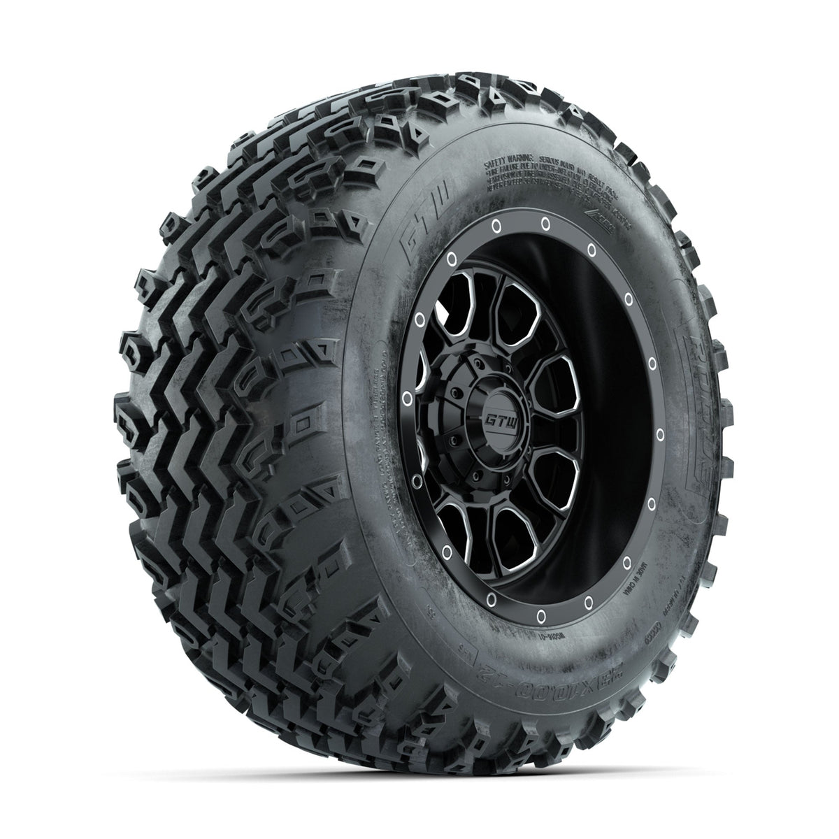 GTW Volt Machined/Black 12 in Wheels with 23x10.00-12 Rogue All Terrain Tires Full Set