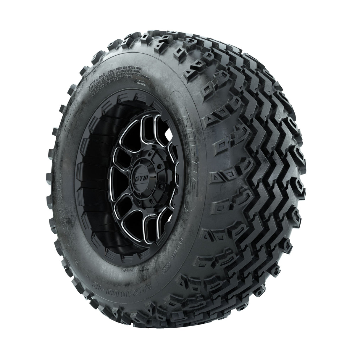 GTW Titan Machined/Black 12 in Wheels with 23x10.00-12 Rogue All Terrain Tires Full Set