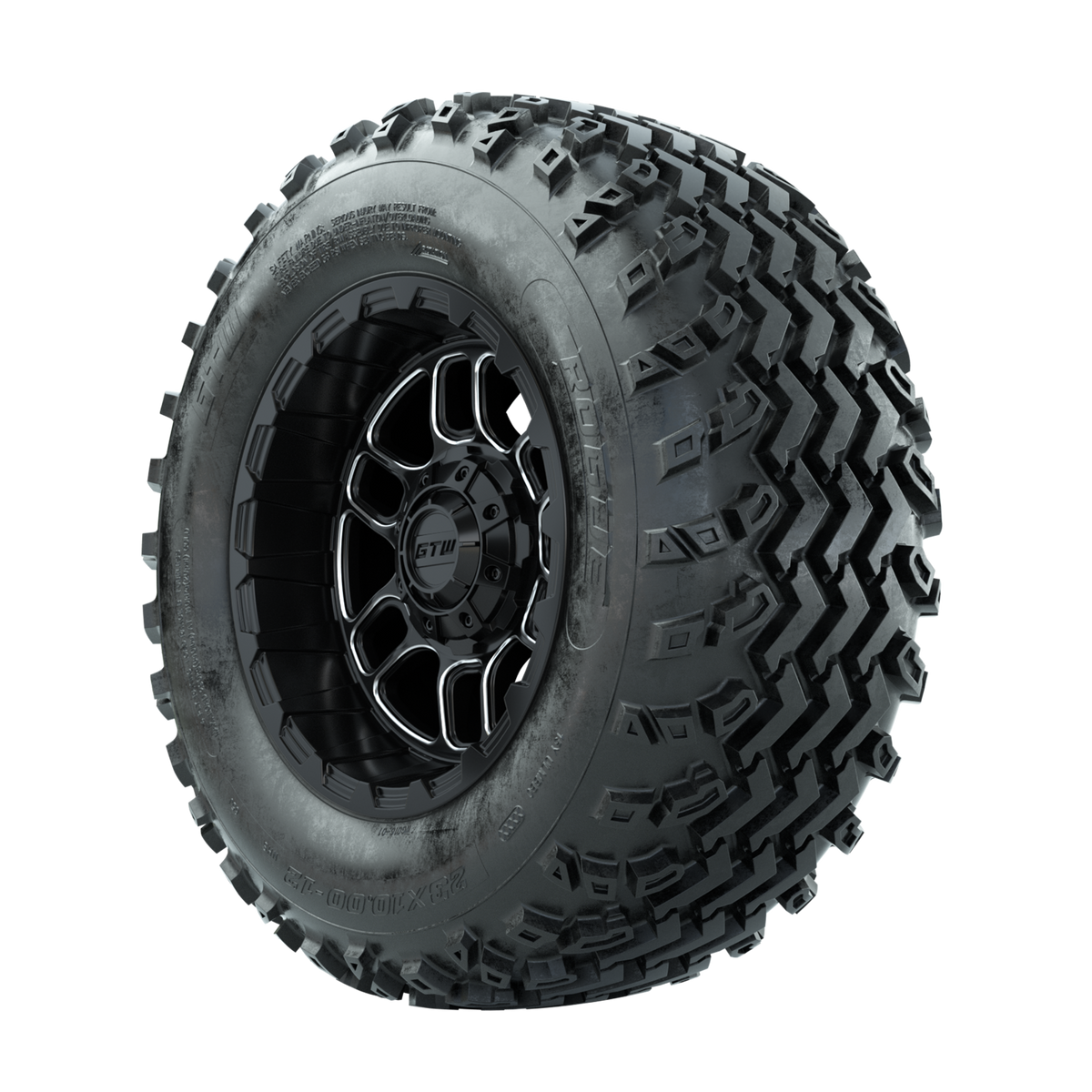 GTW Titan Machined/Black 12 in Wheels with 23x10.00-12 Rogue All Terrain Tires Full Set