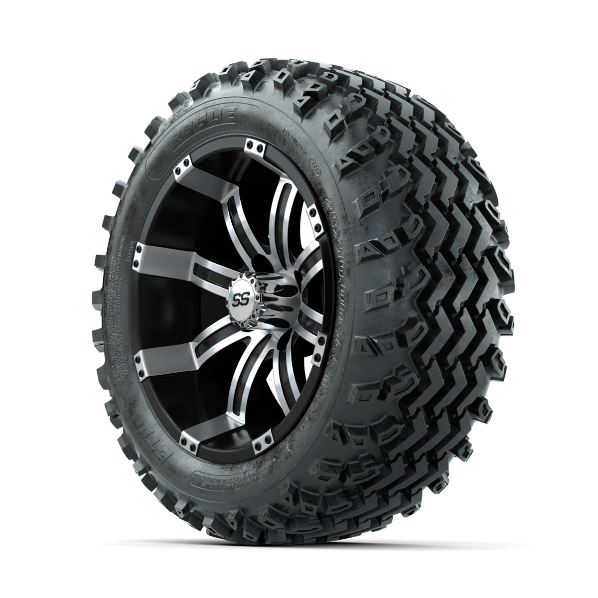 GTW Tempest Machined/Black 14 in Wheels with 23x10.00-14 Rogue All Terrain Tires Full Set