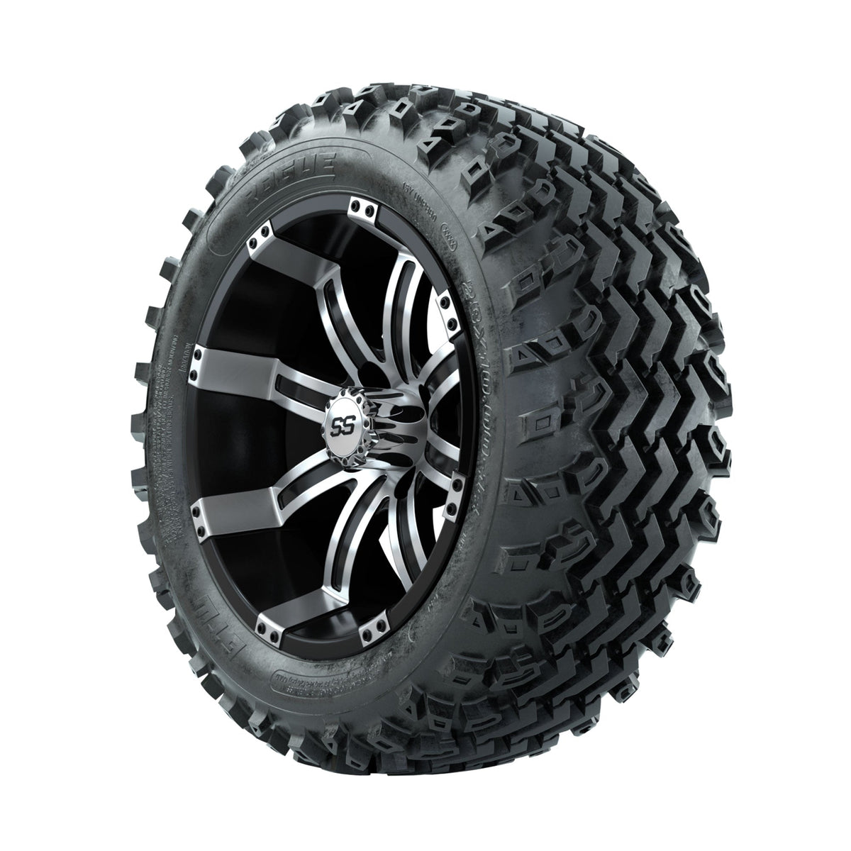GTW Tempest Machined/Black 14 in Wheels with 23x10.00-14 Rogue All Terrain Tires Full Set