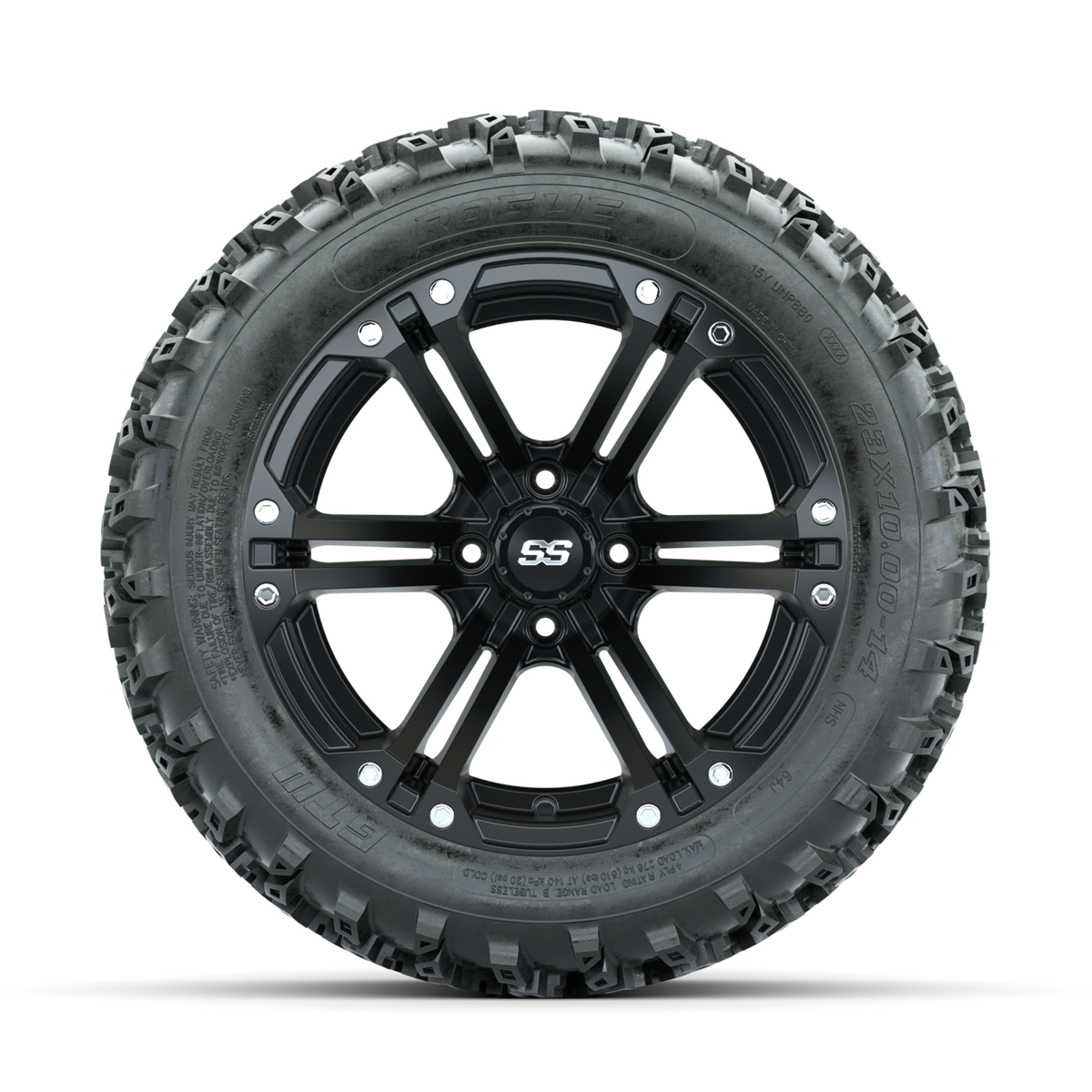 GTW Specter Matte Black 14 in Wheels with 23x10.00-14 Rogue All Terrain Tires Full Set