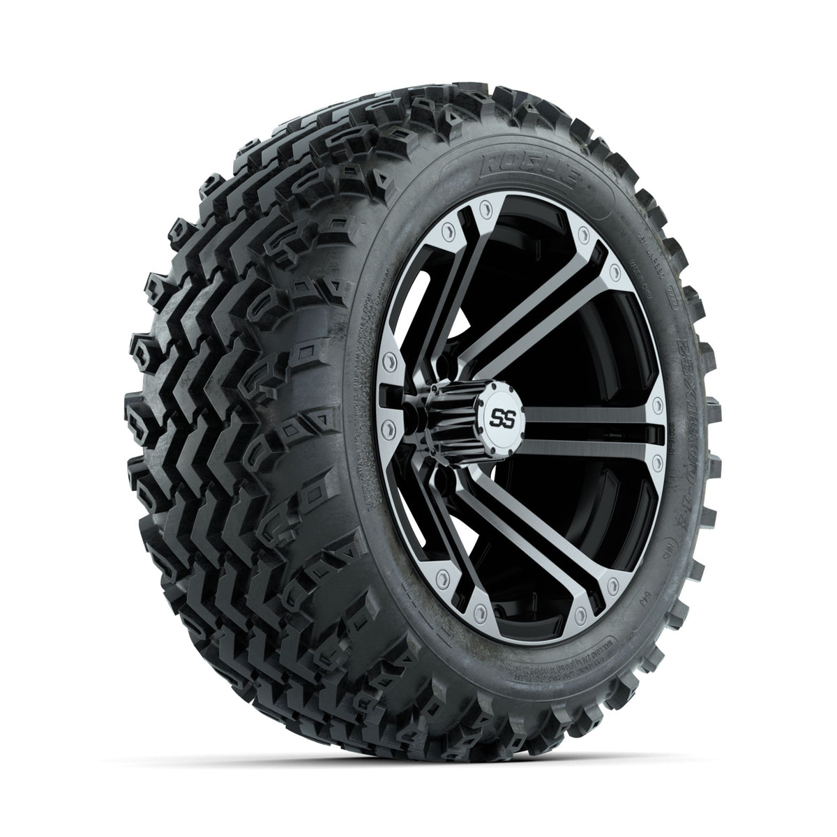 GTW Specter Machined/Black 14 in Wheels with 23x10.00-14 Rogue All Terrain Tires Full Set