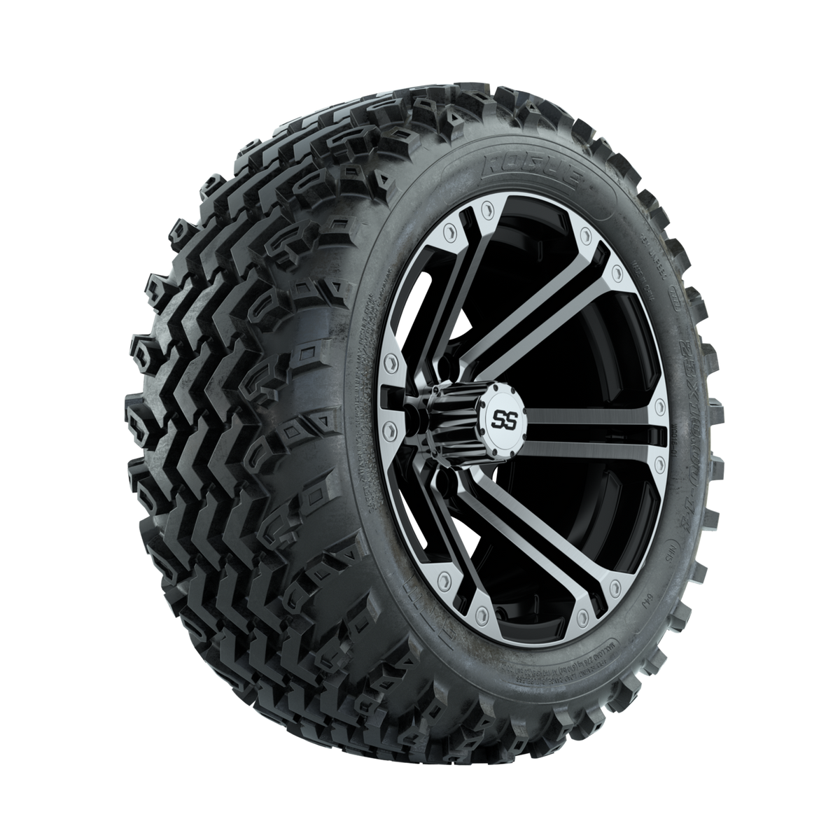 GTW Specter Machined/Black 14 in Wheels with 23x10.00-14 Rogue All Terrain Tires Full Set