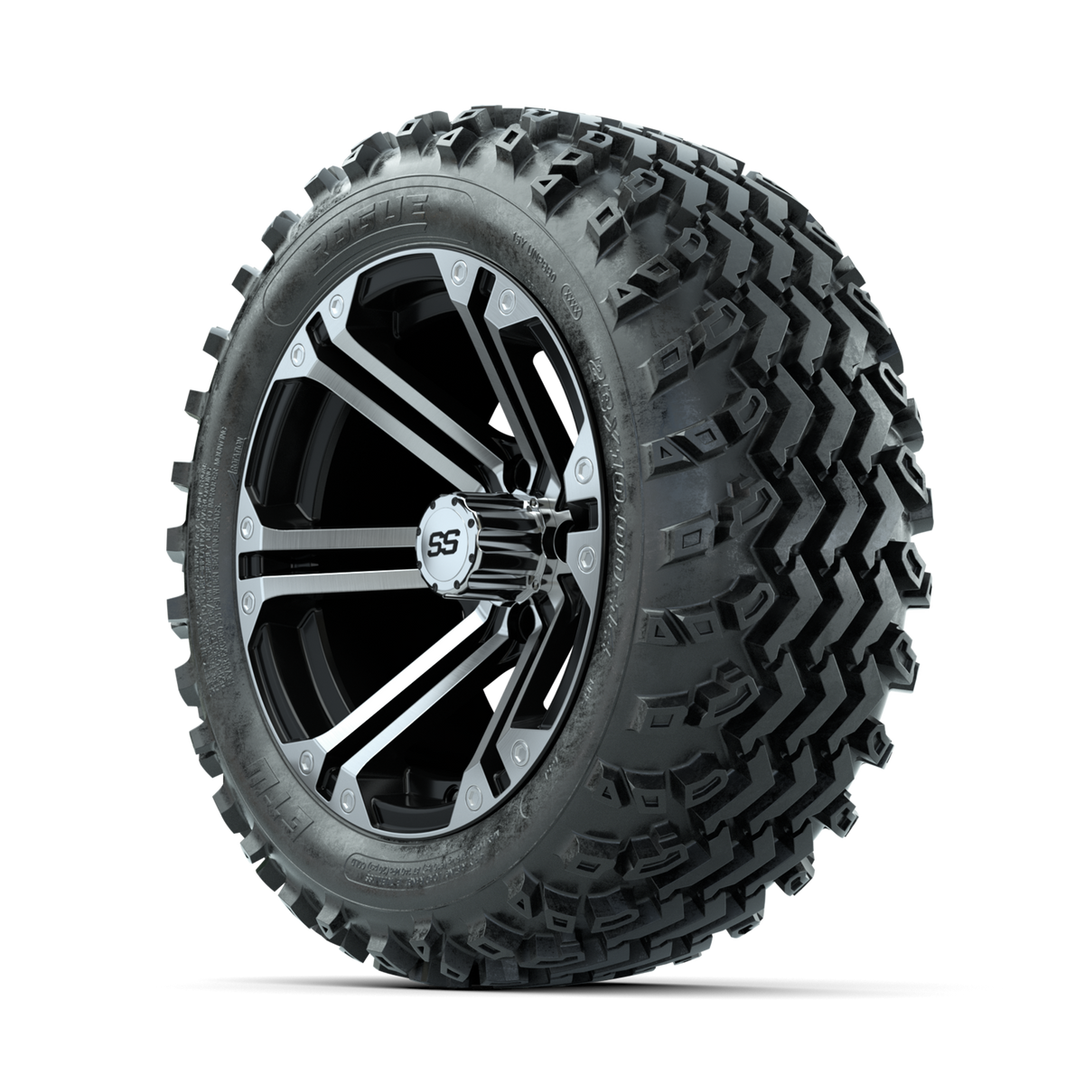 GTW Specter Machined/Black 14 in Wheels with 23x10.00-14 Rogue All Terrain Tires Full Set