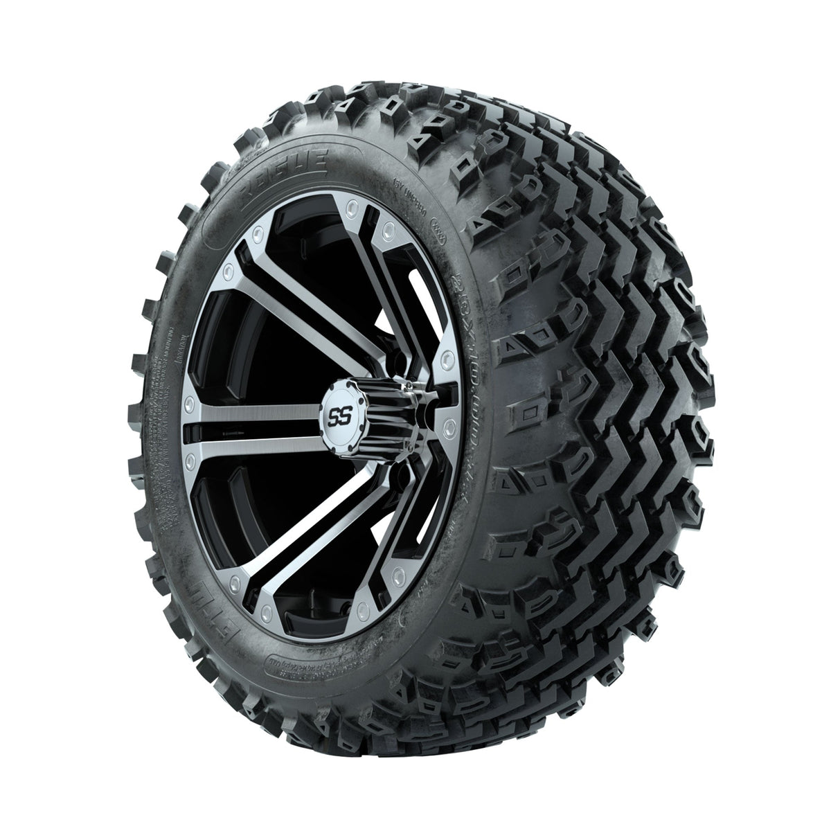 GTW Specter Machined/Black 14 in Wheels with 23x10.00-14 Rogue All Terrain Tires Full Set