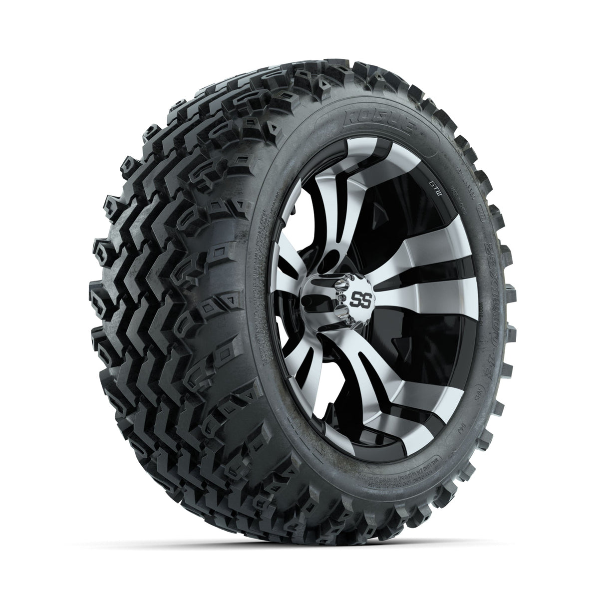 GTW Vampire Machined/Black 14 in Wheels with 23x10.00-14 Rogue All Terrain Tires Full Set