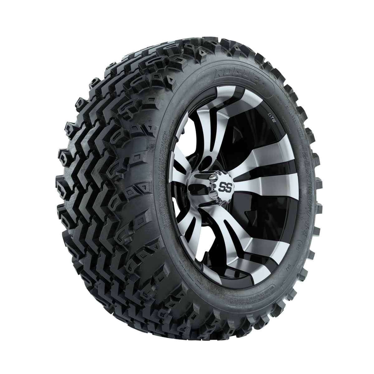 GTW Vampire Machined/Black 14 in Wheels with 23x10.00-14 Rogue All Terrain Tires Full Set