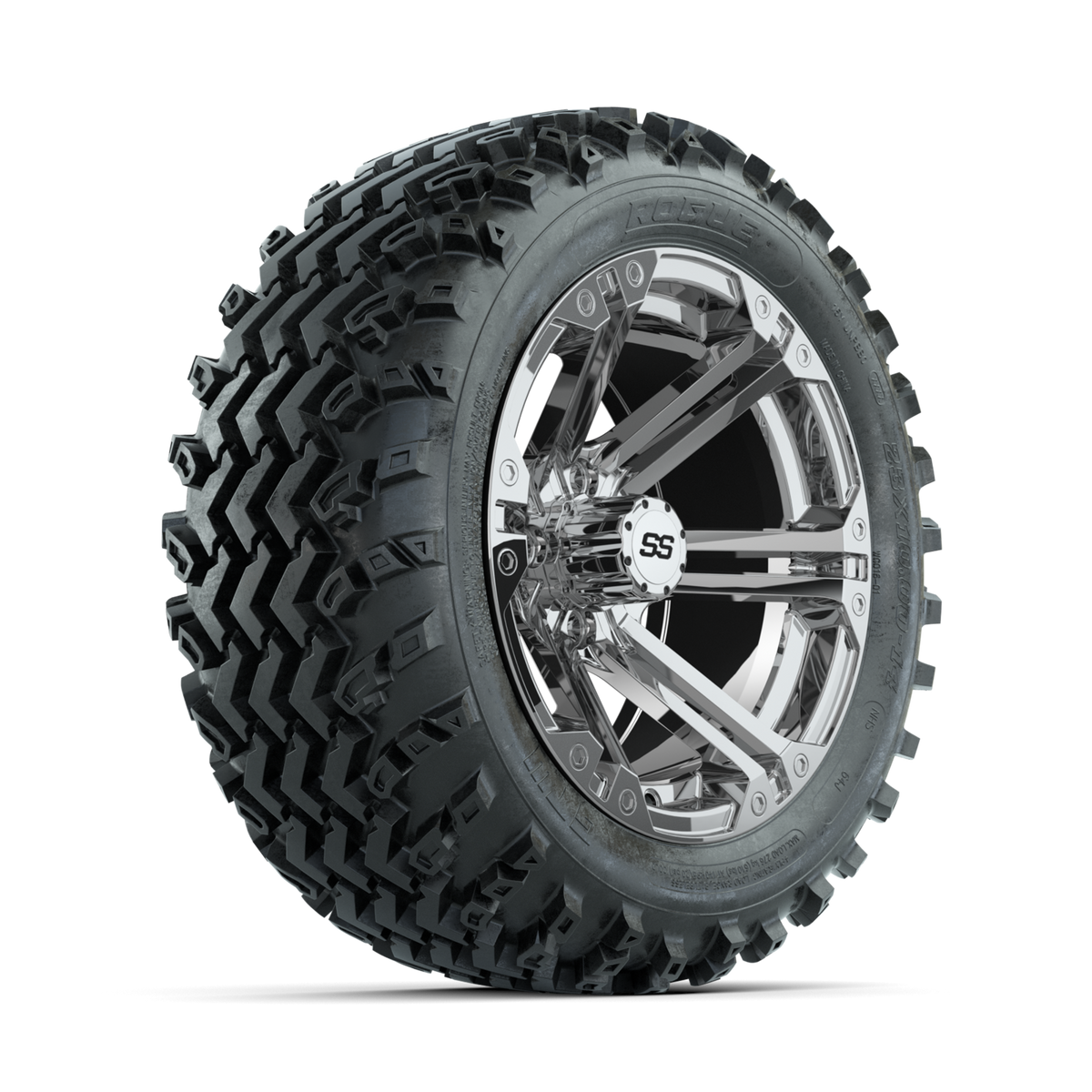 GTW Specter Chrome 14 in Wheels with 23x10.00-14 Rogue All Terrain Tires Full Set