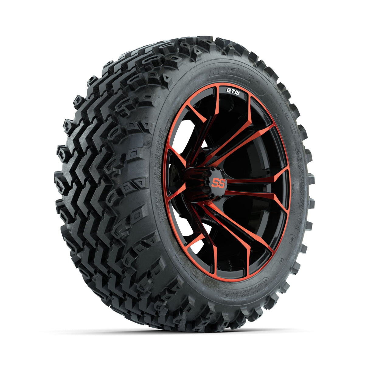 GTW Spyder Red/Black 14 in Wheels with 23x10.00-14 Rogue All Terrain Tires Full Set