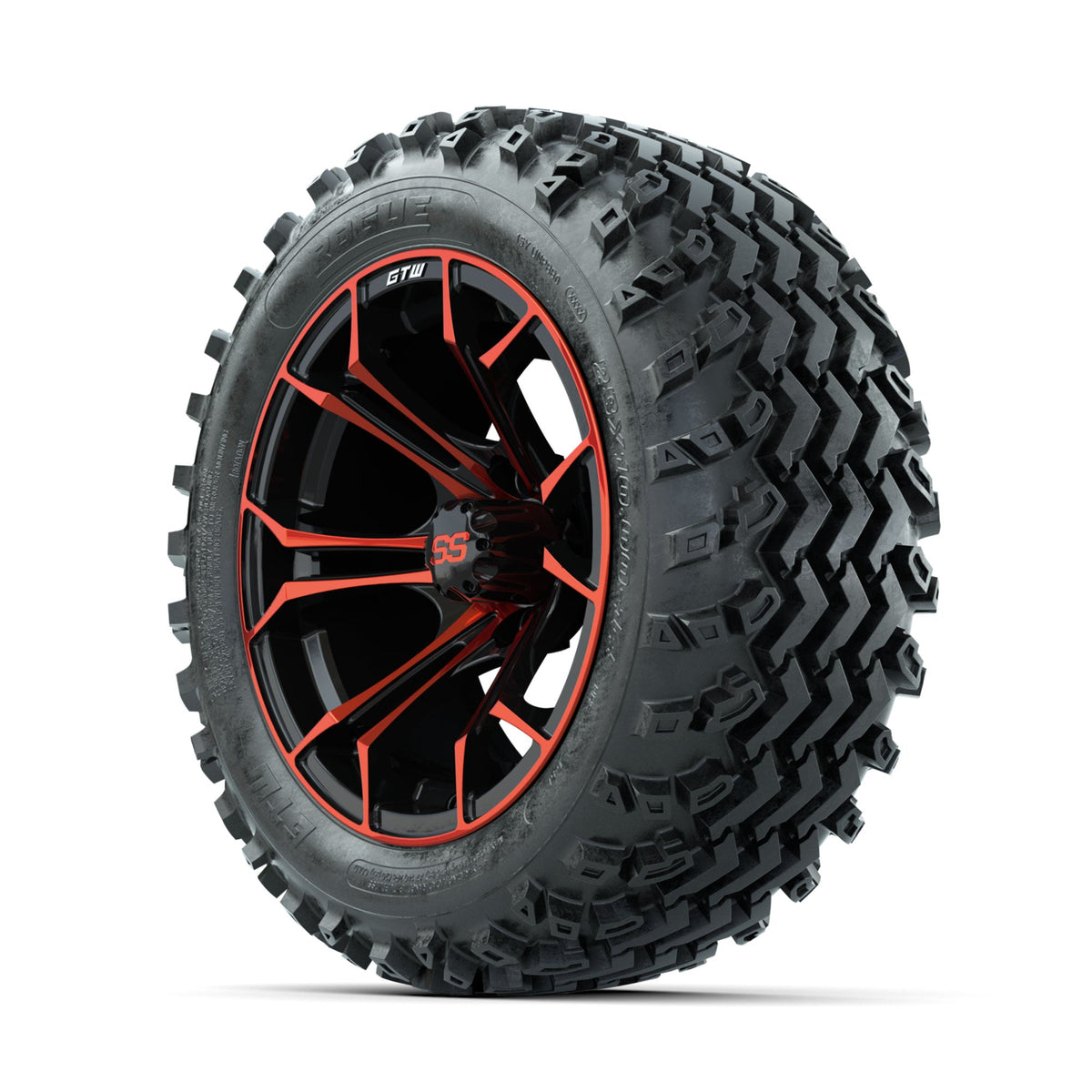 GTW Spyder Red/Black 14 in Wheels with 23x10.00-14 Rogue All Terrain Tires Full Set