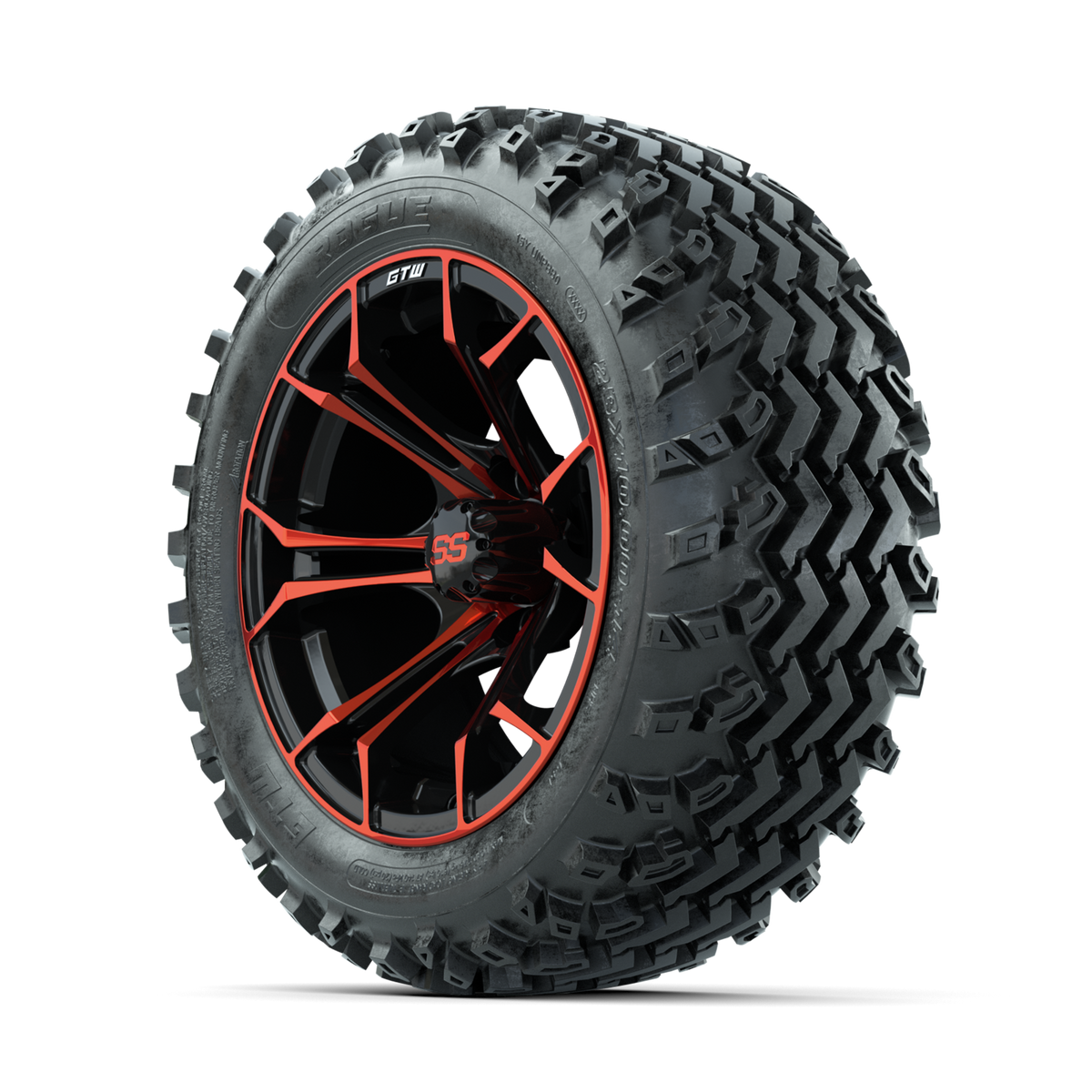 GTW Spyder Red/Black 14 in Wheels with 23x10.00-14 Rogue All Terrain Tires Full Set