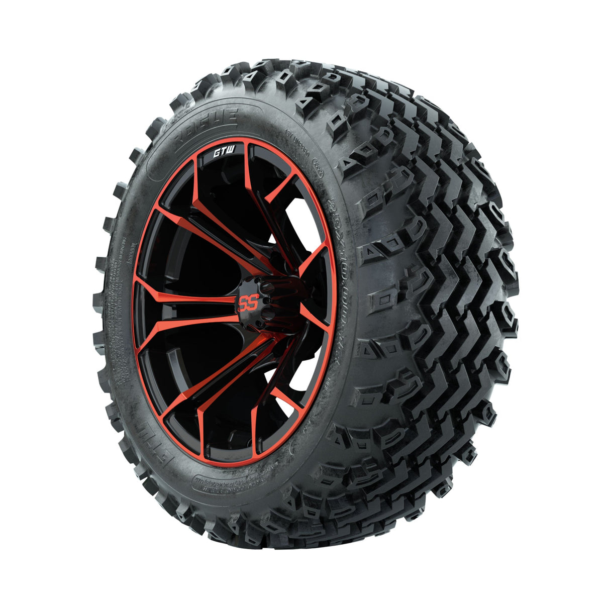 GTW Spyder Red/Black 14 in Wheels with 23x10.00-14 Rogue All Terrain Tires Full Set