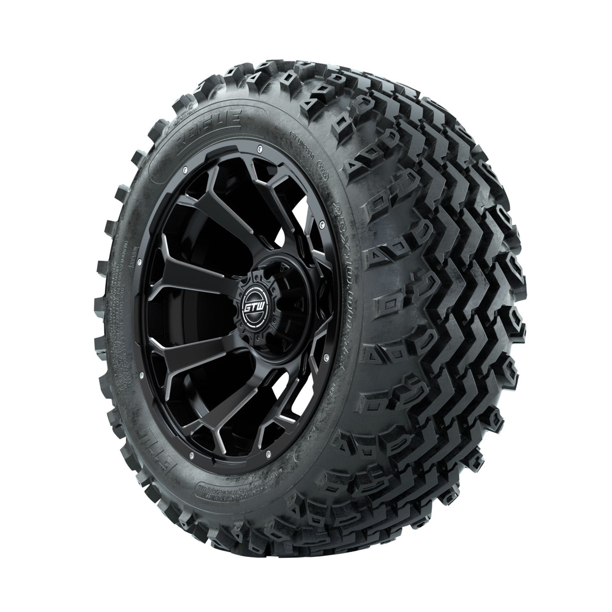 GTW Raven Ball Milled/Matte Black 14 in Wheels with 23x10.00-14 Rogue All Terrain Tires Full Set