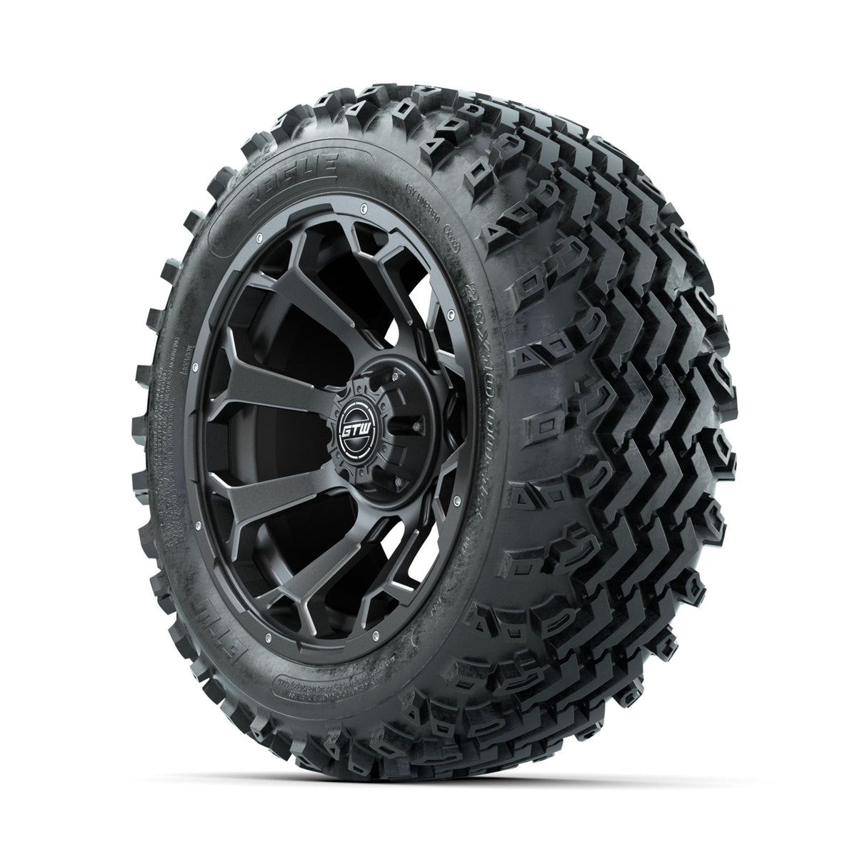 GTW Raven Ball Milled/Matte Grey 14 in Wheels with 23x10.00-14 Rogue All Terrain Tires Full Set