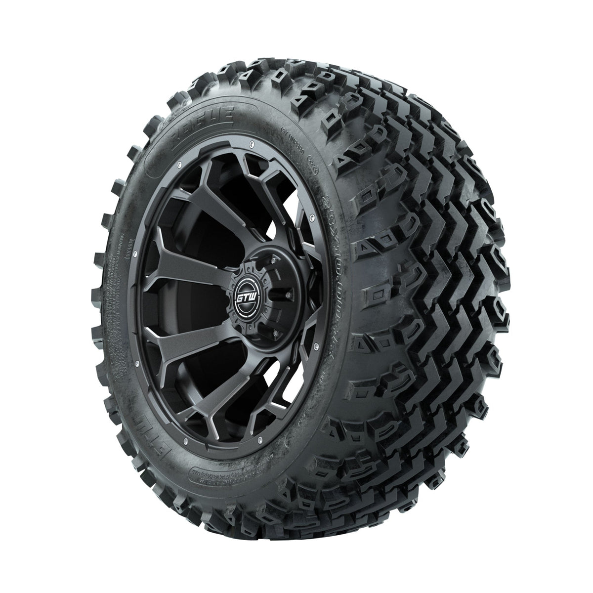 GTW Raven Ball Milled/Matte Grey 14 in Wheels with 23x10.00-14 Rogue All Terrain Tires Full Set