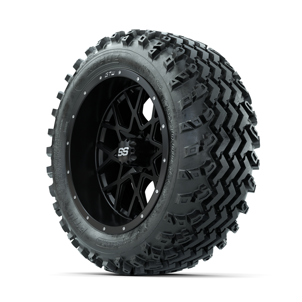 GTW Vortex Matte Black 14 in Wheels with 23x10.00-14 Rogue All Terrain Tires Full Set