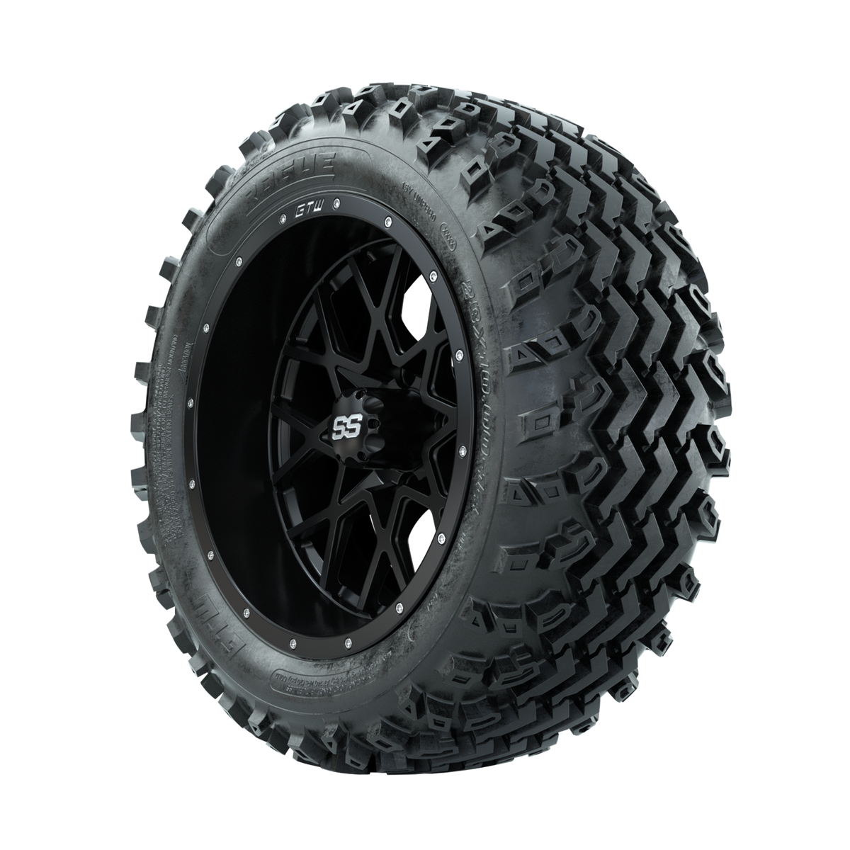 GTW Vortex Matte Black 14 in Wheels with 23x10.00-14 Rogue All Terrain Tires Full Set