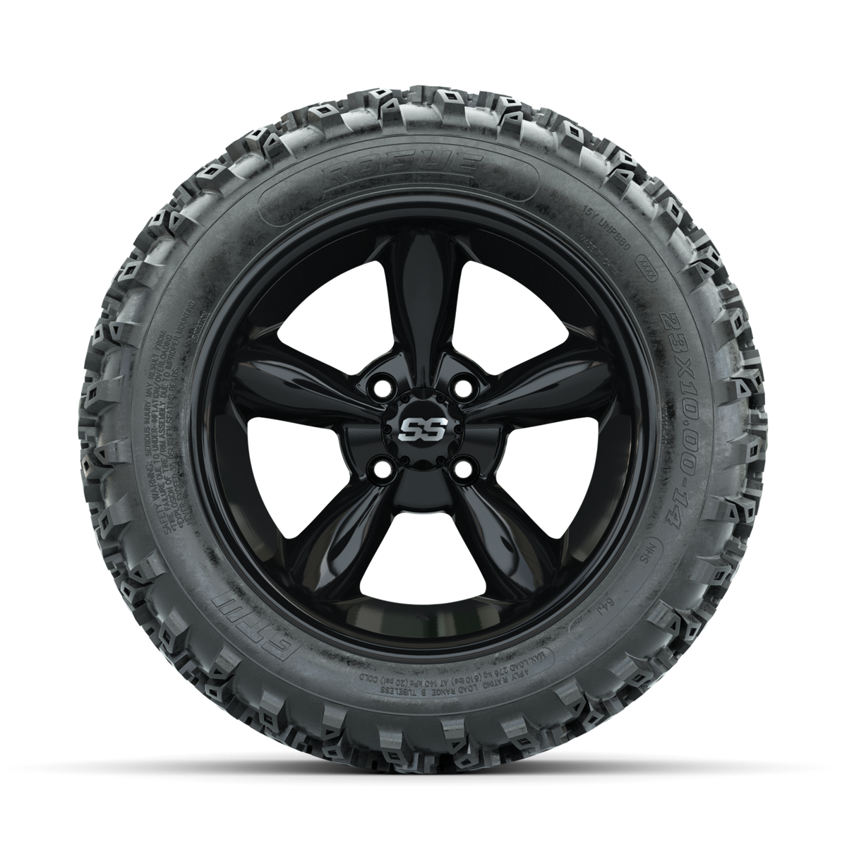 GTW Godfather Black 14 in Wheels with 23x10.00-14 Rogue All Terrain Tires Full Set