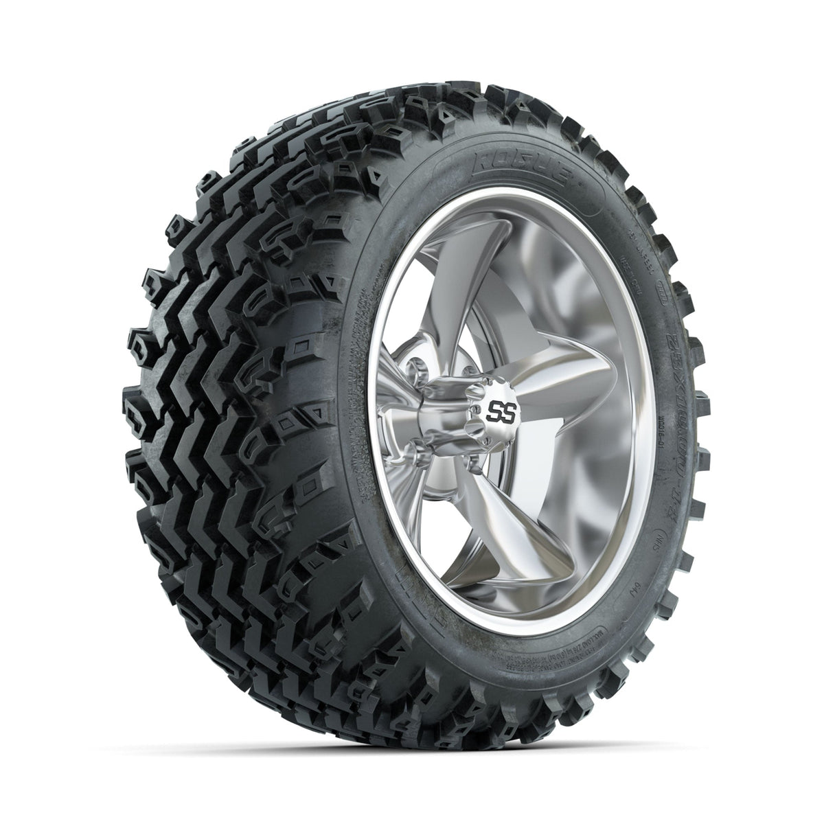GTW Godfather Chrome 14 in Wheels with 23x10.00-14 Rogue All Terrain Tires Full Set