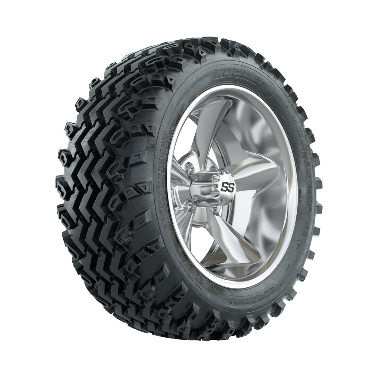 GTW Godfather Chrome 14 in Wheels with 23x10.00-14 Rogue All Terrain Tires Full Set