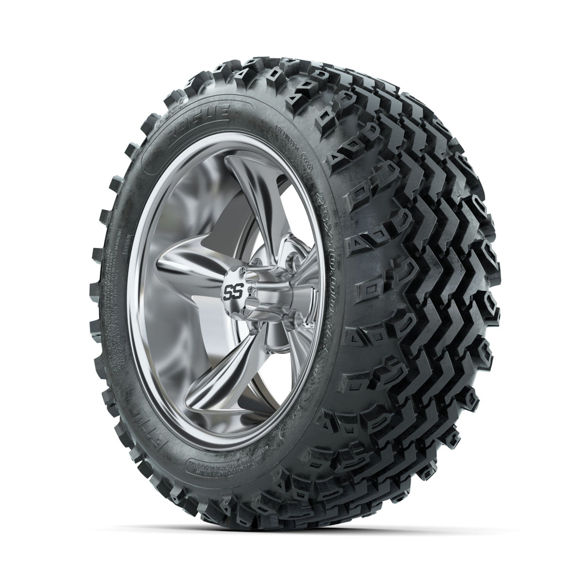 GTW Godfather Chrome 14 in Wheels with 23x10.00-14 Rogue All Terrain Tires Full Set