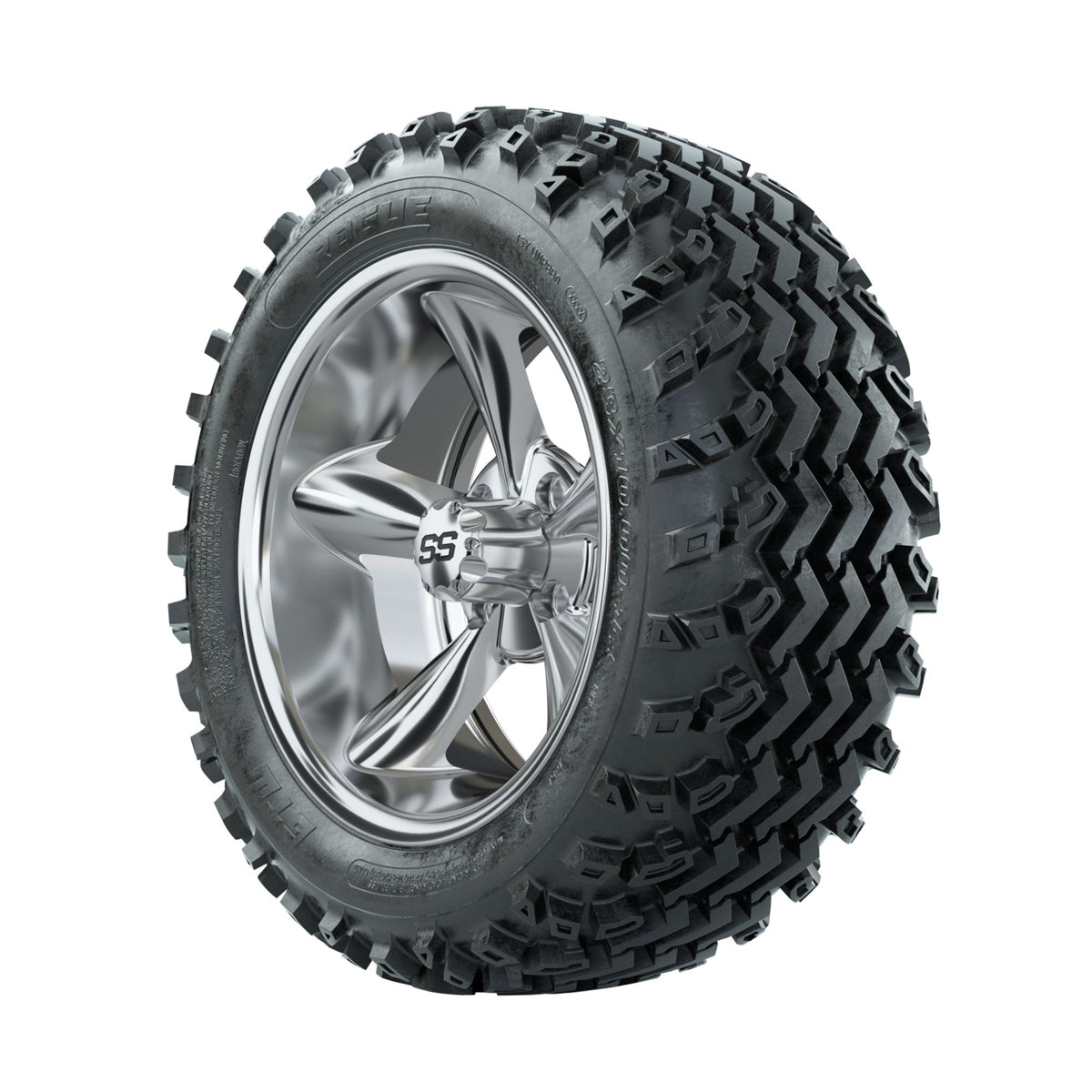 GTW Godfather Chrome 14 in Wheels with 23x10.00-14 Rogue All Terrain Tires Full Set