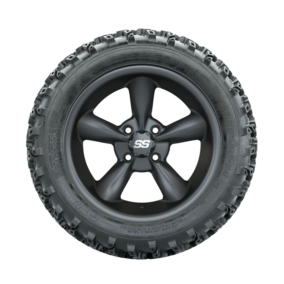 GTW Godfather Matte Grey 14 in Wheels with 23x10.00-14 Rogue All Terrain Tires Full Set
