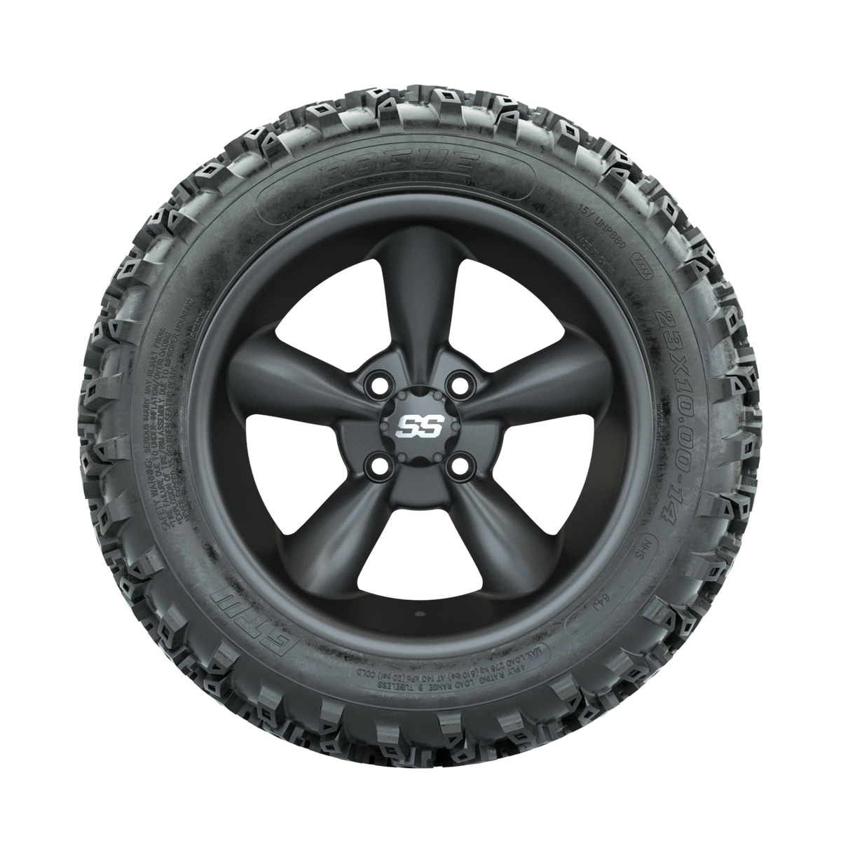 GTW Godfather Matte Grey 14 in Wheels with 23x10.00-14 Rogue All Terrain Tires Full Set