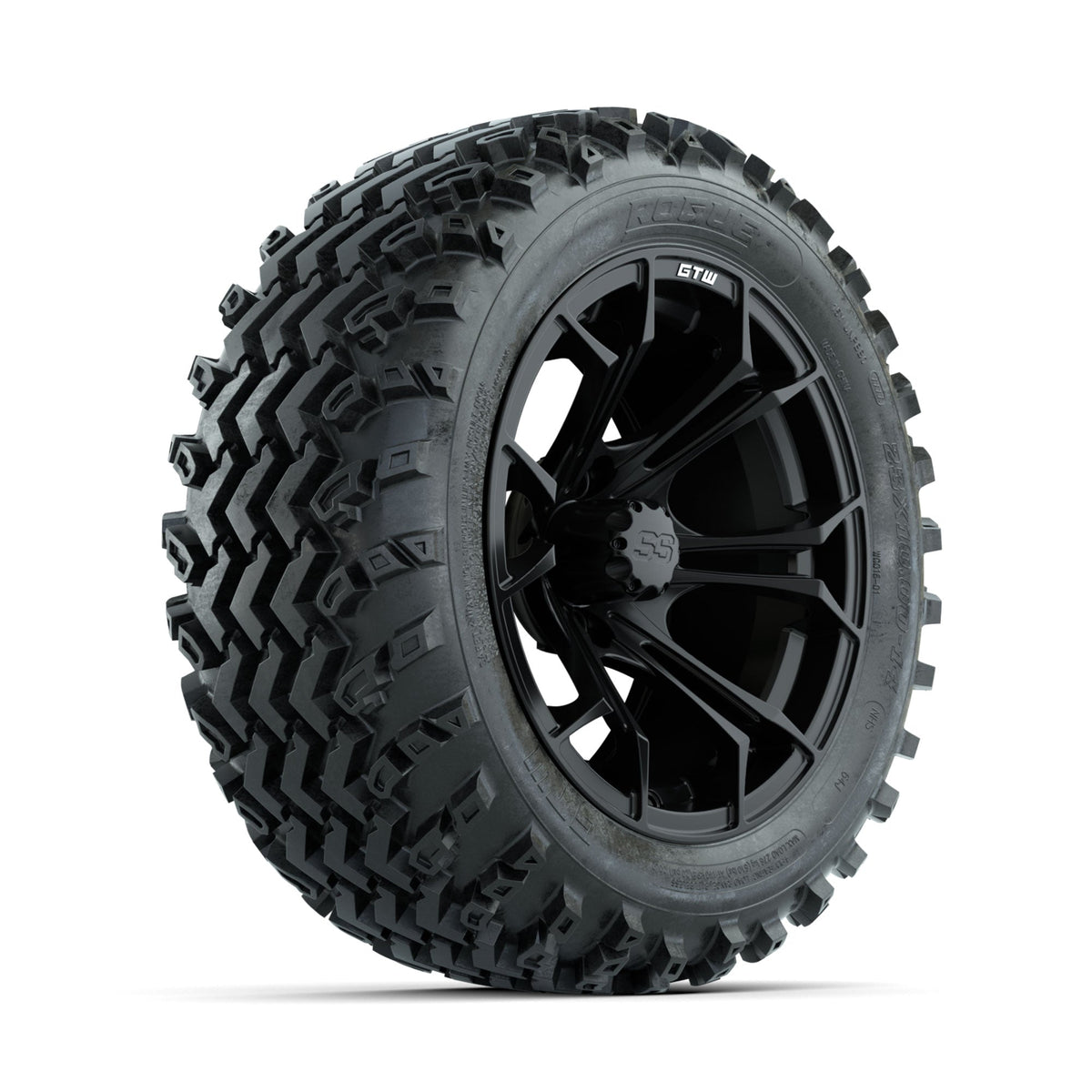 GTW Spyder Matte Black 14 in Wheels with 23x10.00-14 Rogue All Terrain Tires Full Set