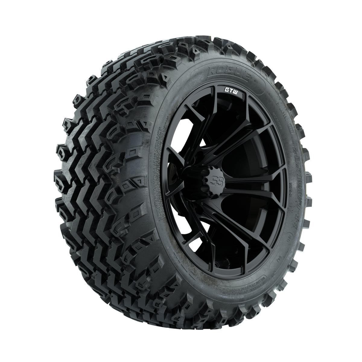 GTW Spyder Matte Black 14 in Wheels with 23x10.00-14 Rogue All Terrain Tires Full Set