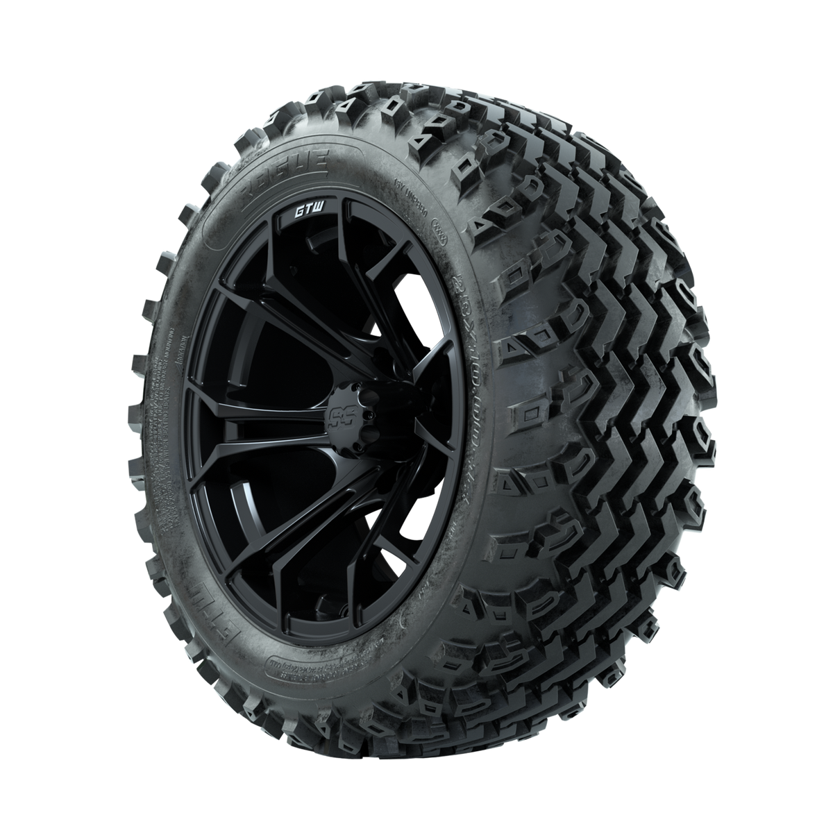 GTW Spyder Matte Black 14 in Wheels with 23x10.00-14 Rogue All Terrain Tires Full Set