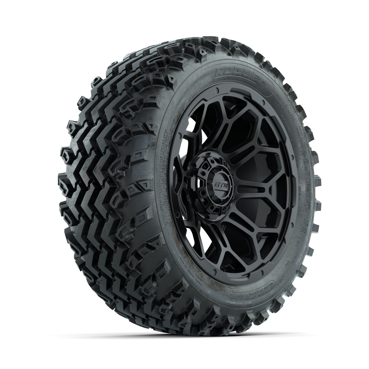GTW Bravo Matte Black 14 in Wheels with 23x10.00-14 Rogue All Terrain Tires Full Set