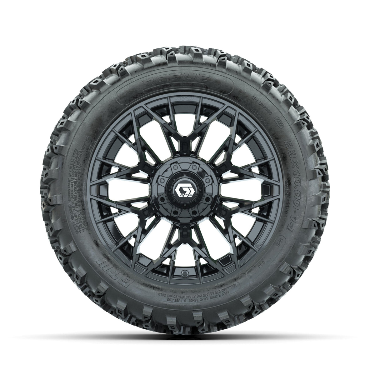 GTW Stellar Black 14 in Wheels with 23x10.00-14 Rogue All Terrain Tires Full Set