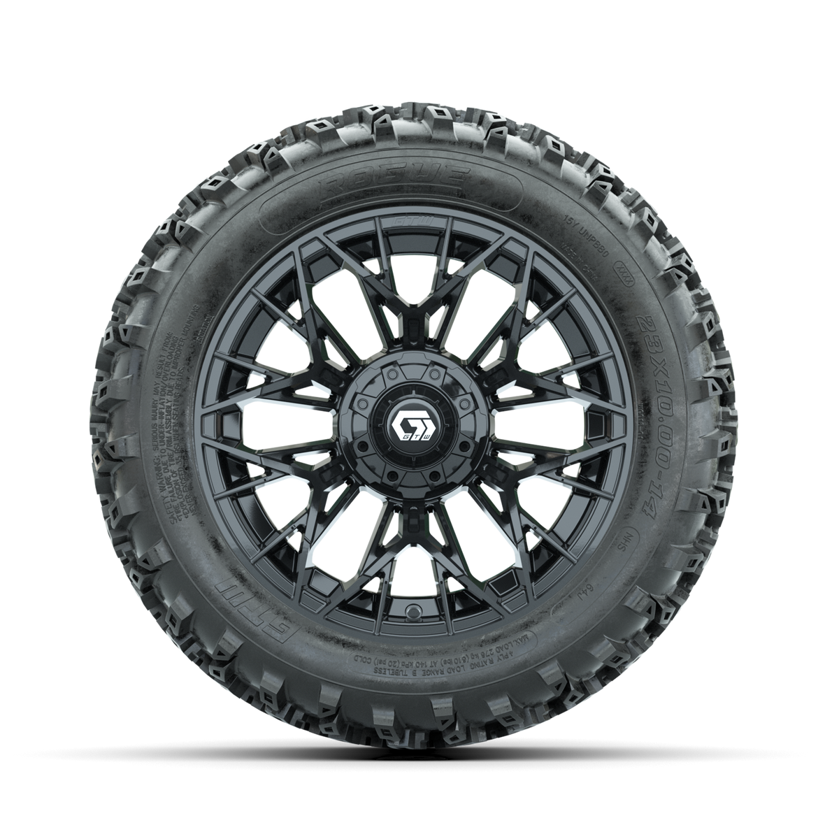 GTW Stellar Black 14 in Wheels with 23x10.00-14 Rogue All Terrain Tires Full Set