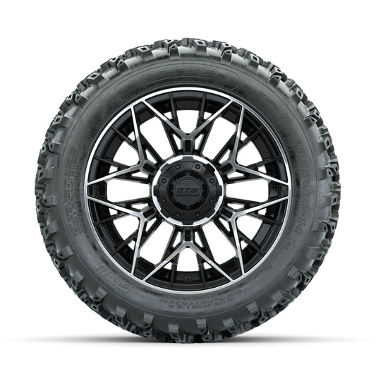 GTW Stellar Machined/Black 14 in Wheels with 23x10.00-14 Rogue All Terrain Tires Full Set