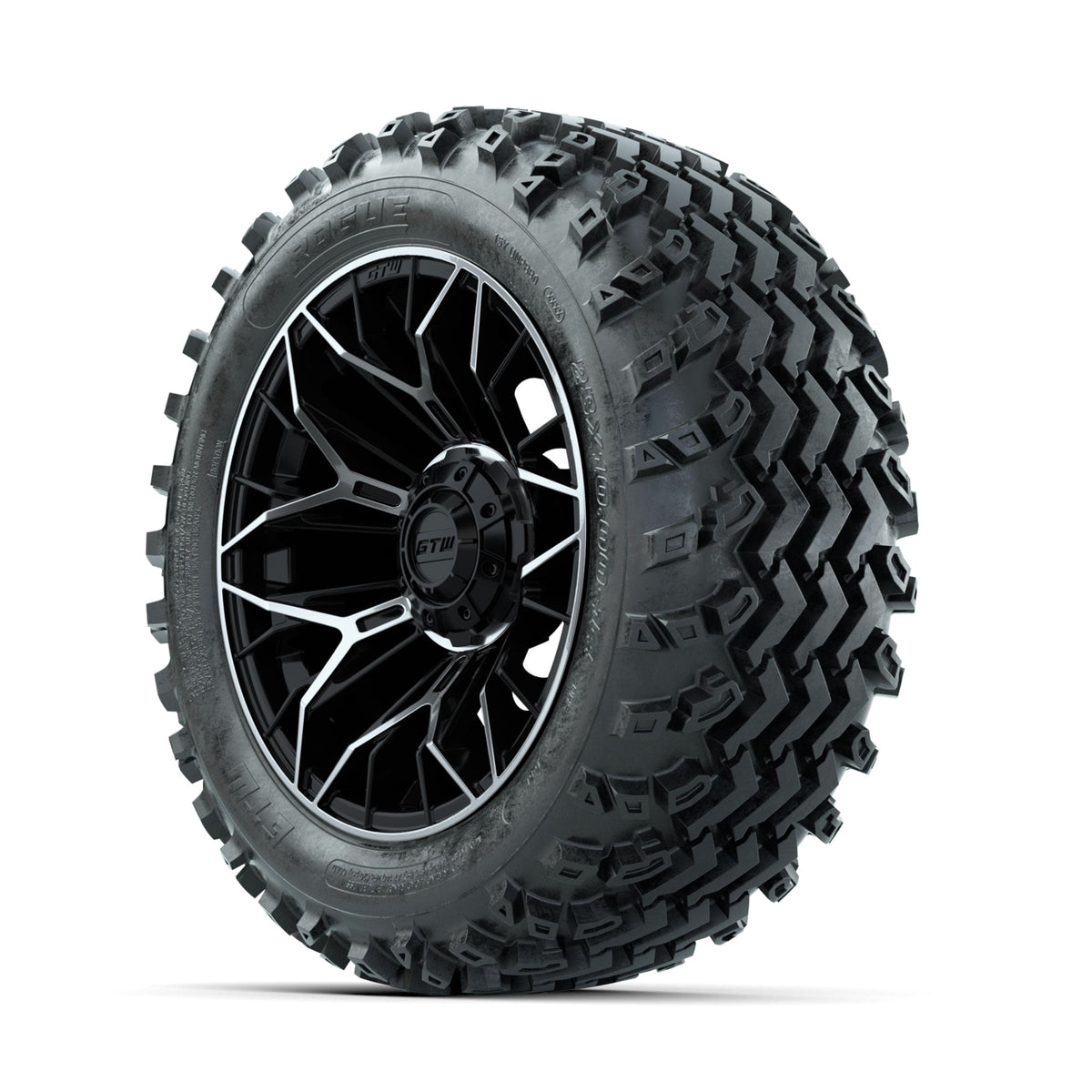 GTW Stellar Machined/Black 14 in Wheels with 23x10.00-14 Rogue All Terrain Tires Full Set