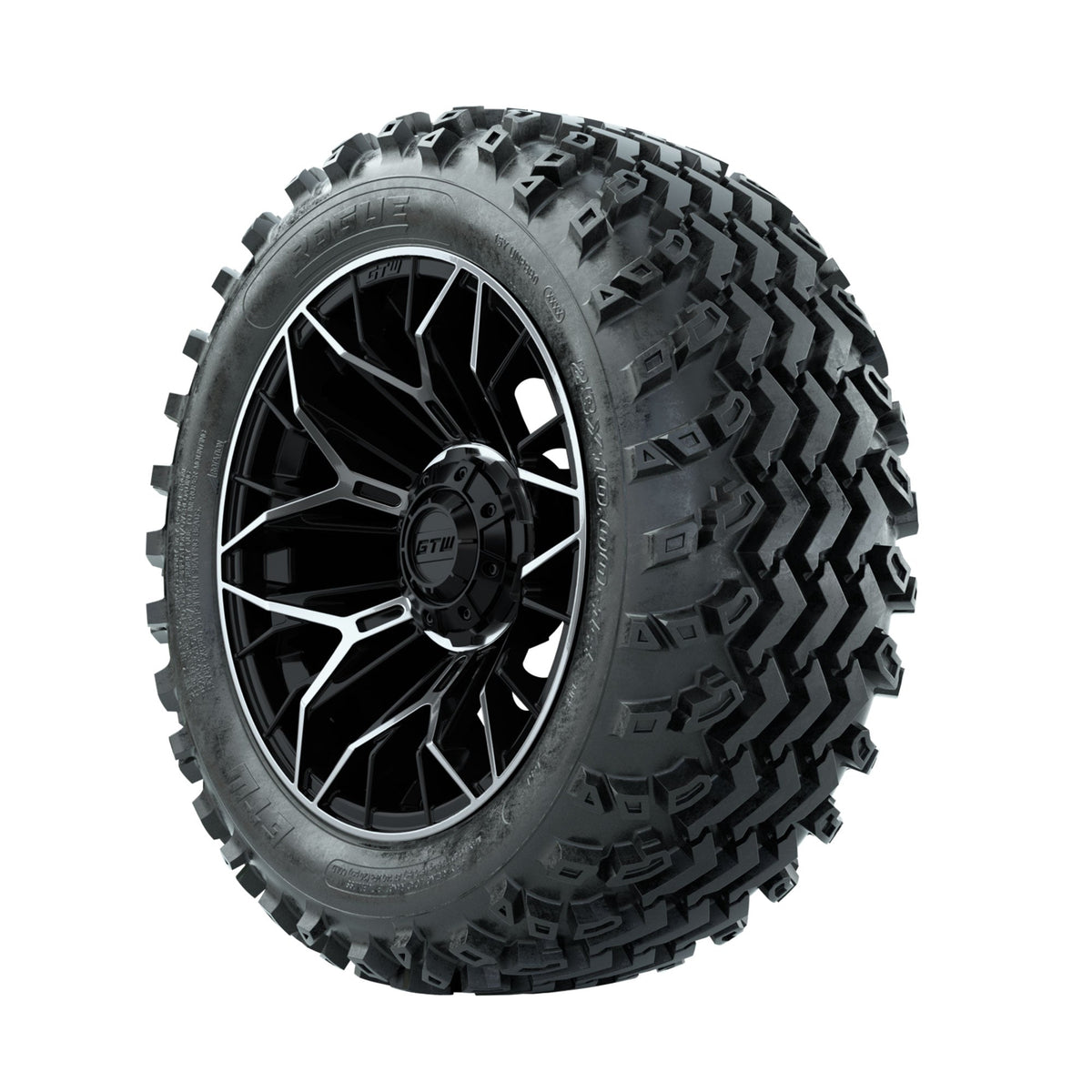 GTW Stellar Machined/Black 14 in Wheels with 23x10.00-14 Rogue All Terrain Tires Full Set