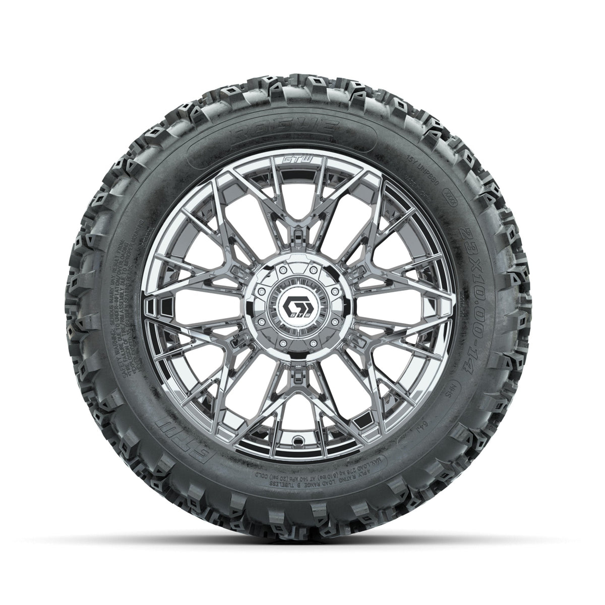 GTW Stellar Chrome 14 in Wheels with 23x10.00-14 Rogue All Terrain Tires Full Set
