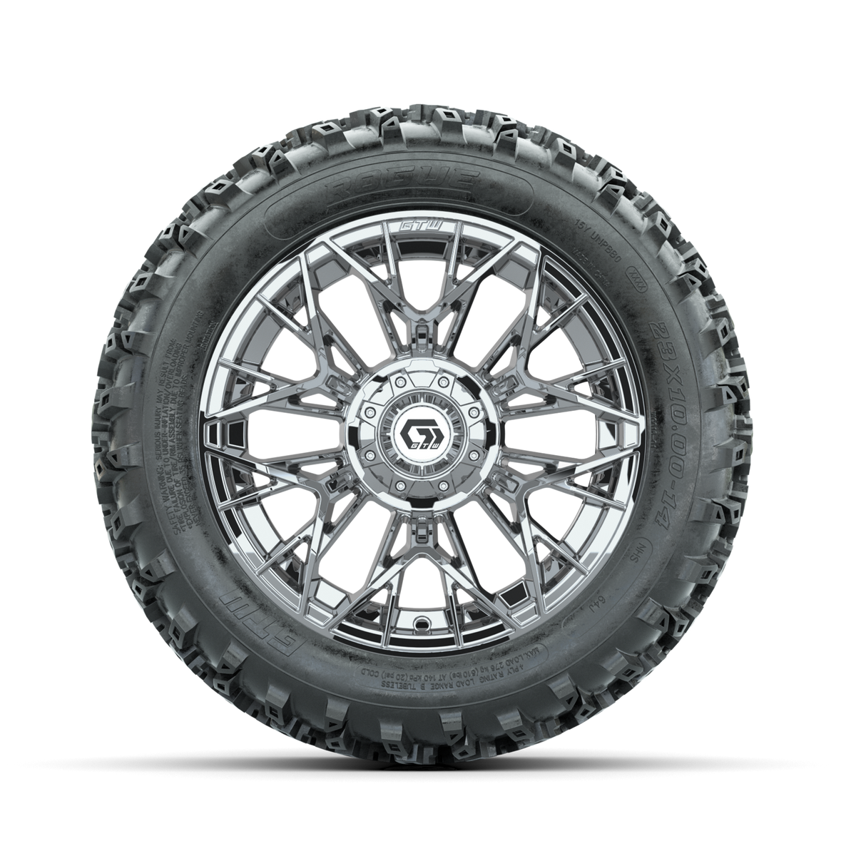 GTW Stellar Chrome 14 in Wheels with 23x10.00-14 Rogue All Terrain Tires Full Set