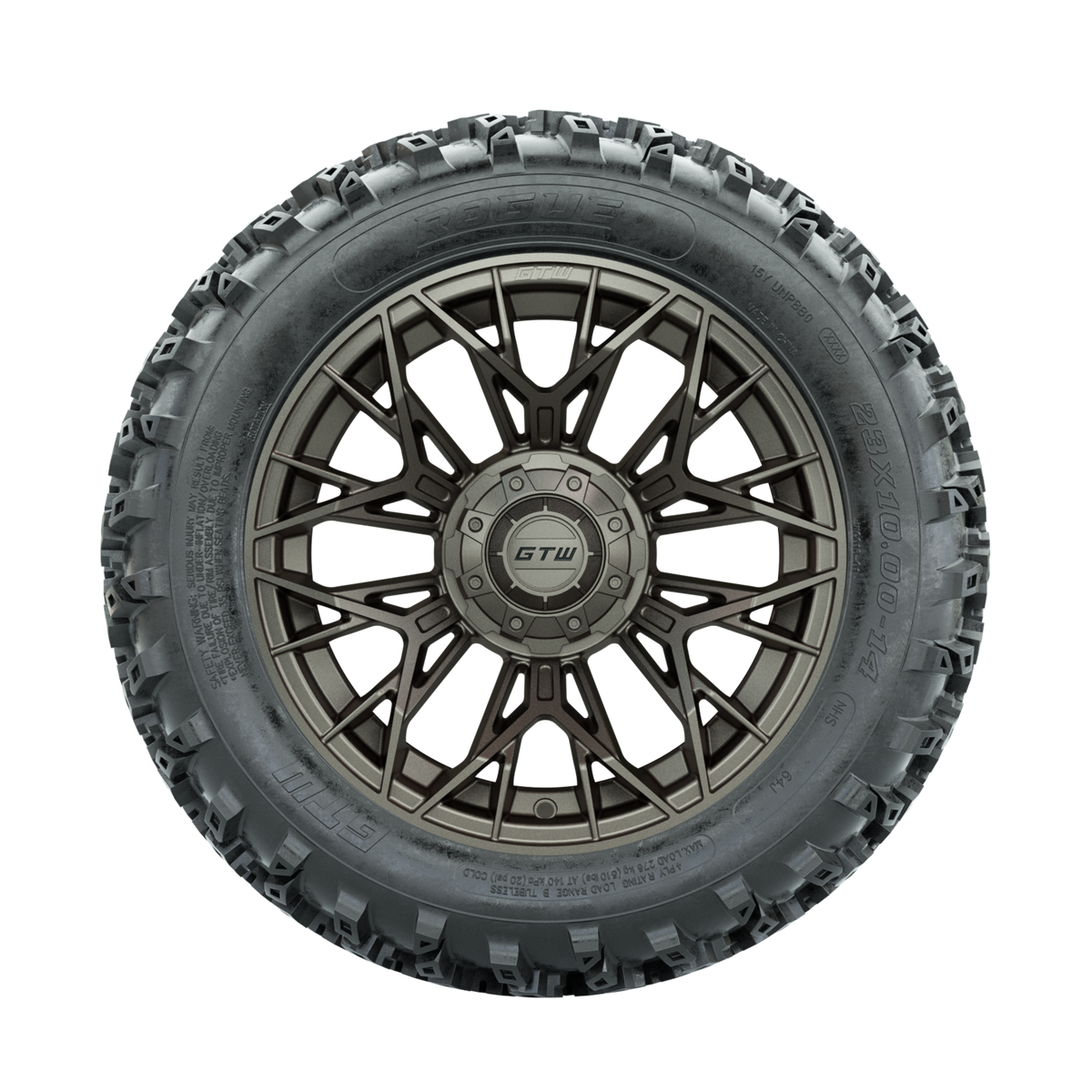 GTW Stellar Matte Bronze 14 in Wheels with 23x10.00-14 Rogue All Terrain Tires Full Set
