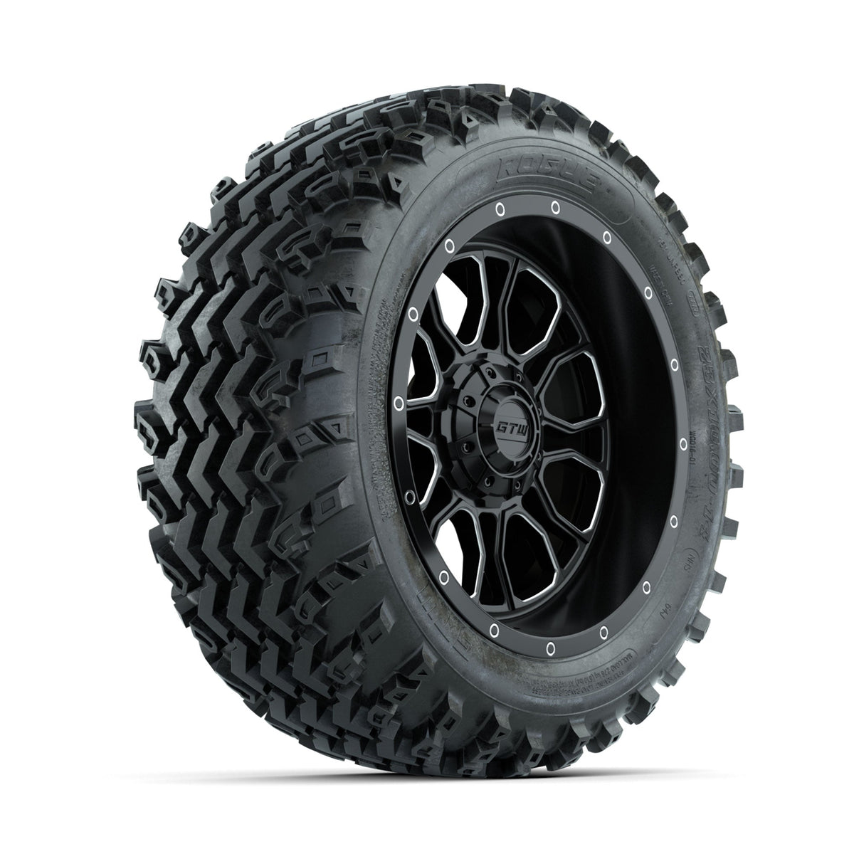 GTW Volt Machined/Black 14 in Wheels with 23x10.00-14 Rogue All Terrain Tires Full Set