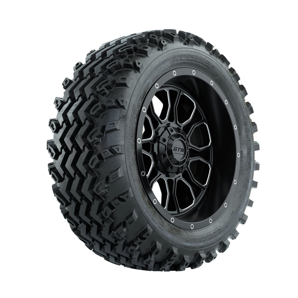 GTW Volt Machined/Black 14 in Wheels with 23x10.00-14 Rogue All Terrain Tires Full Set
