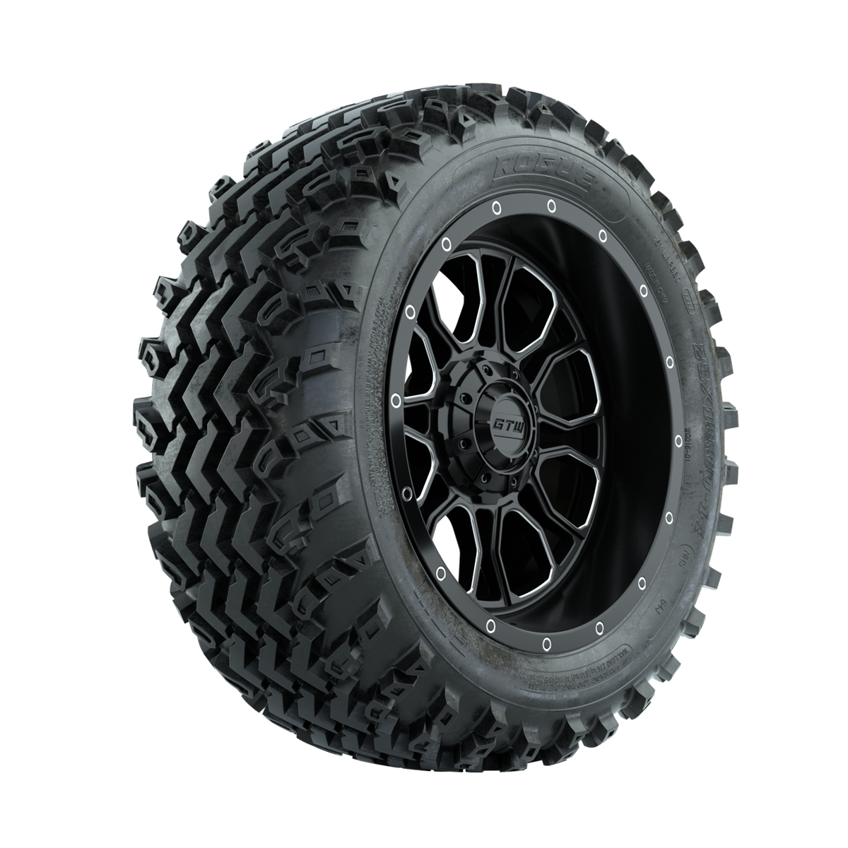 GTW Volt Machined/Black 14 in Wheels with 23x10.00-14 Rogue All Terrain Tires Full Set